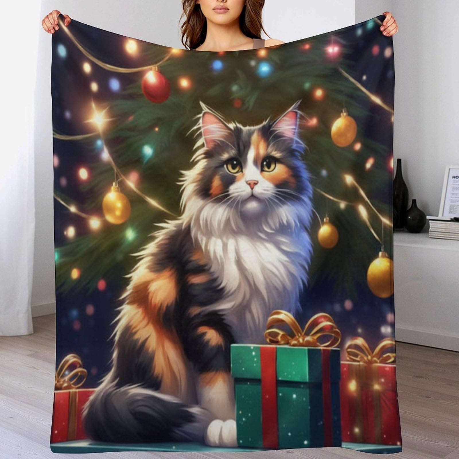 Manta de franela de gato de 130x150 cm para sofa y dormitorio
