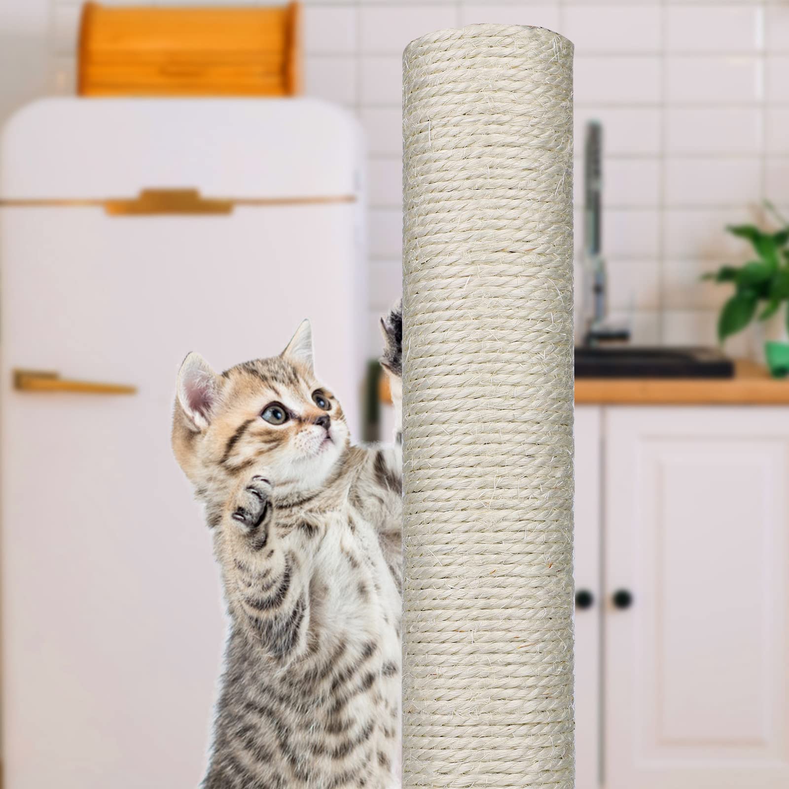 SAVITA 2 Piezas Rascador de Repuesto Gatos, 40cm Poste de Rascador de Árbol de Gato con 4 Tornillos M8 Postes de Repuesto de Sisal Natural para Gatitos Torre de Árbol de Gato