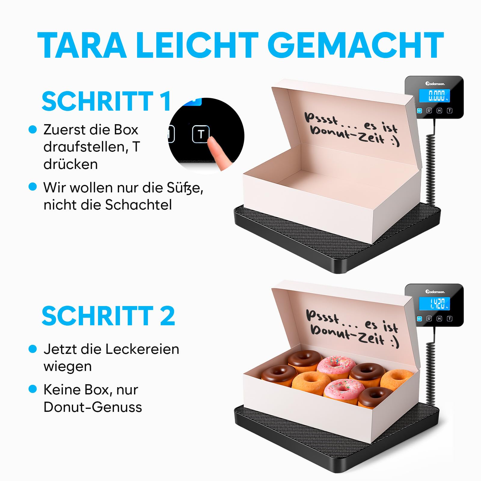 Paketwaage - 200 kg/10 g - Hochpräzise Plattformwaage mit Halte-/Tara-Funktion/LCD - Postwaage perfekt für Pakete, Gepäck, Heimgebrauch - Batterie & Kabel enthalten - Gepäckwaage - Schwarz Matt