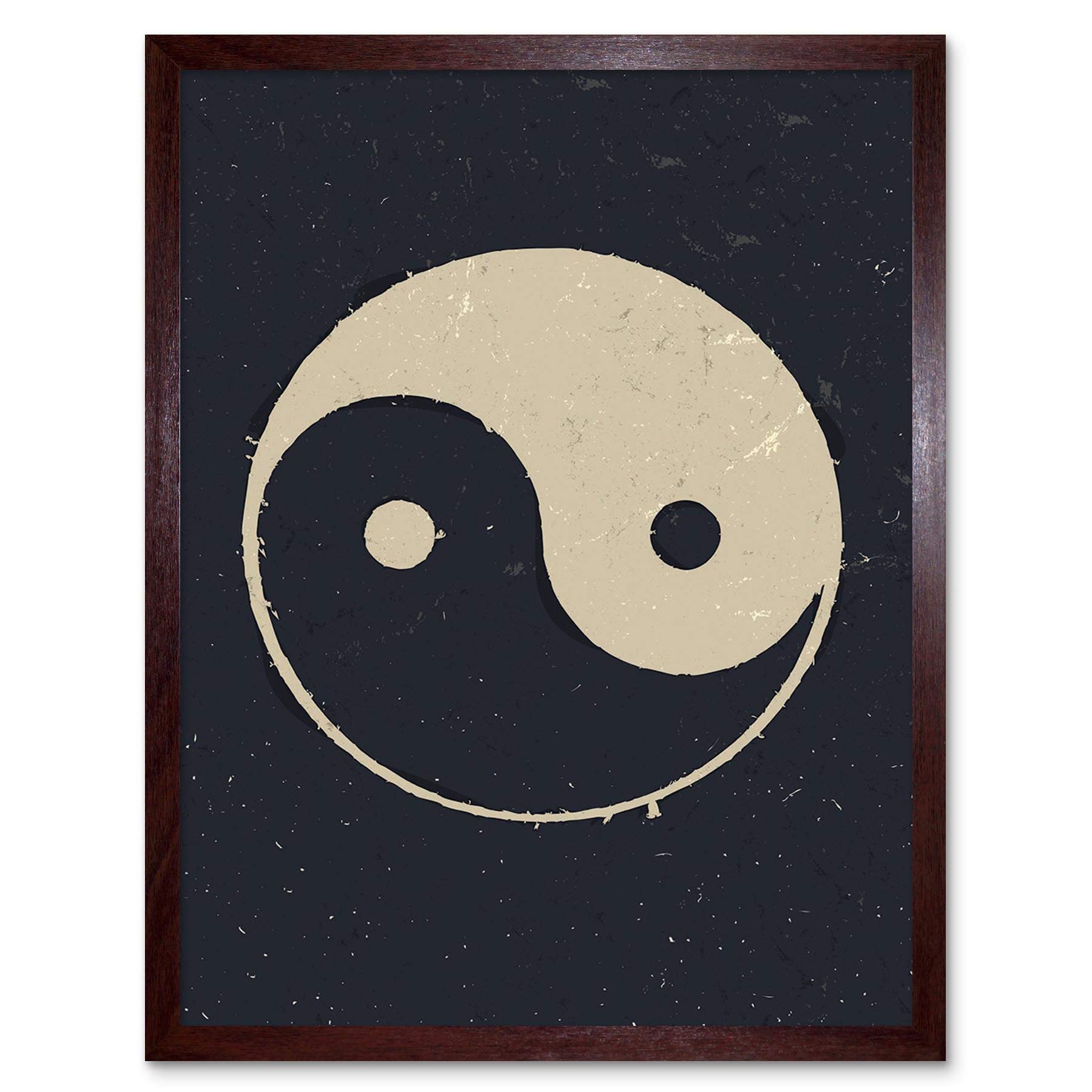 Wee Blue Coo Painting Drawing Taoist Philosophy Yin Yang Black White Affiche Art Print Framed Poster Wall Decor 12X16 Inch