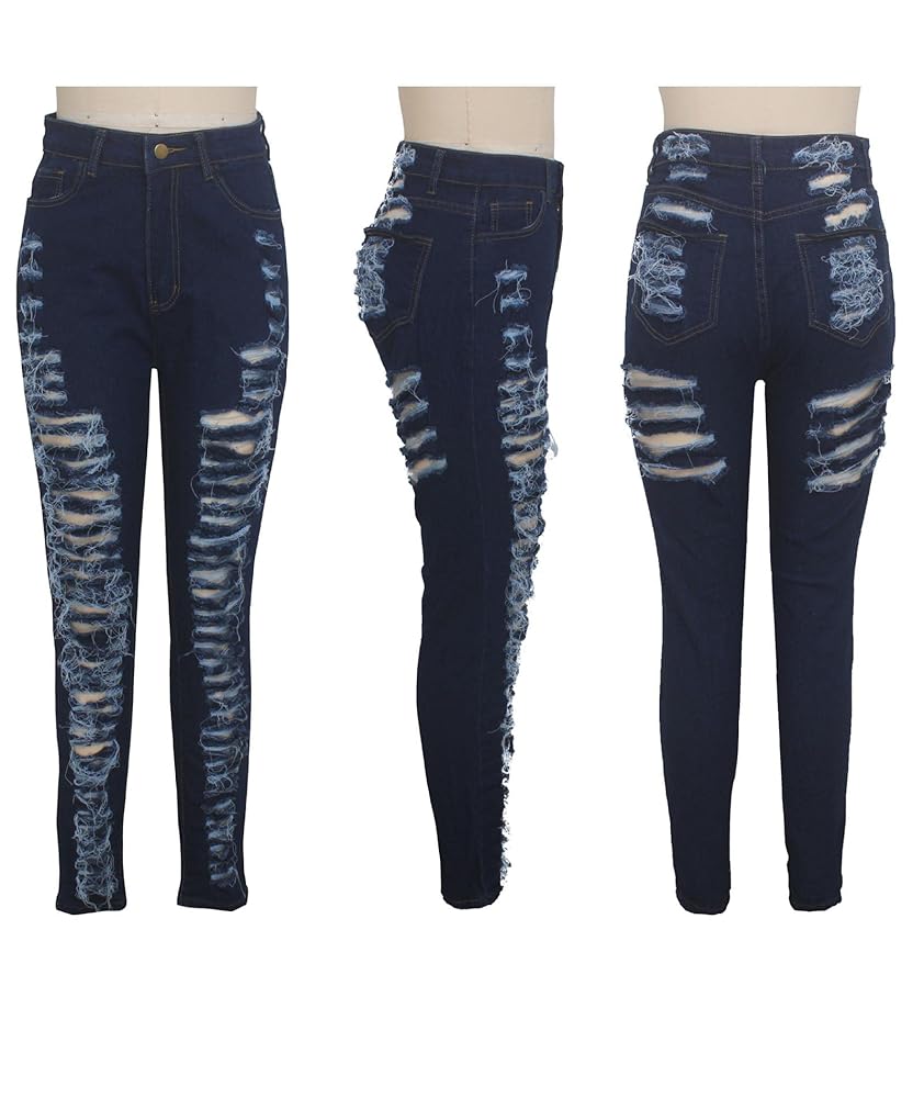 Sexyshine Women's High Waisted Skinny Ripped Jeans Stretch
