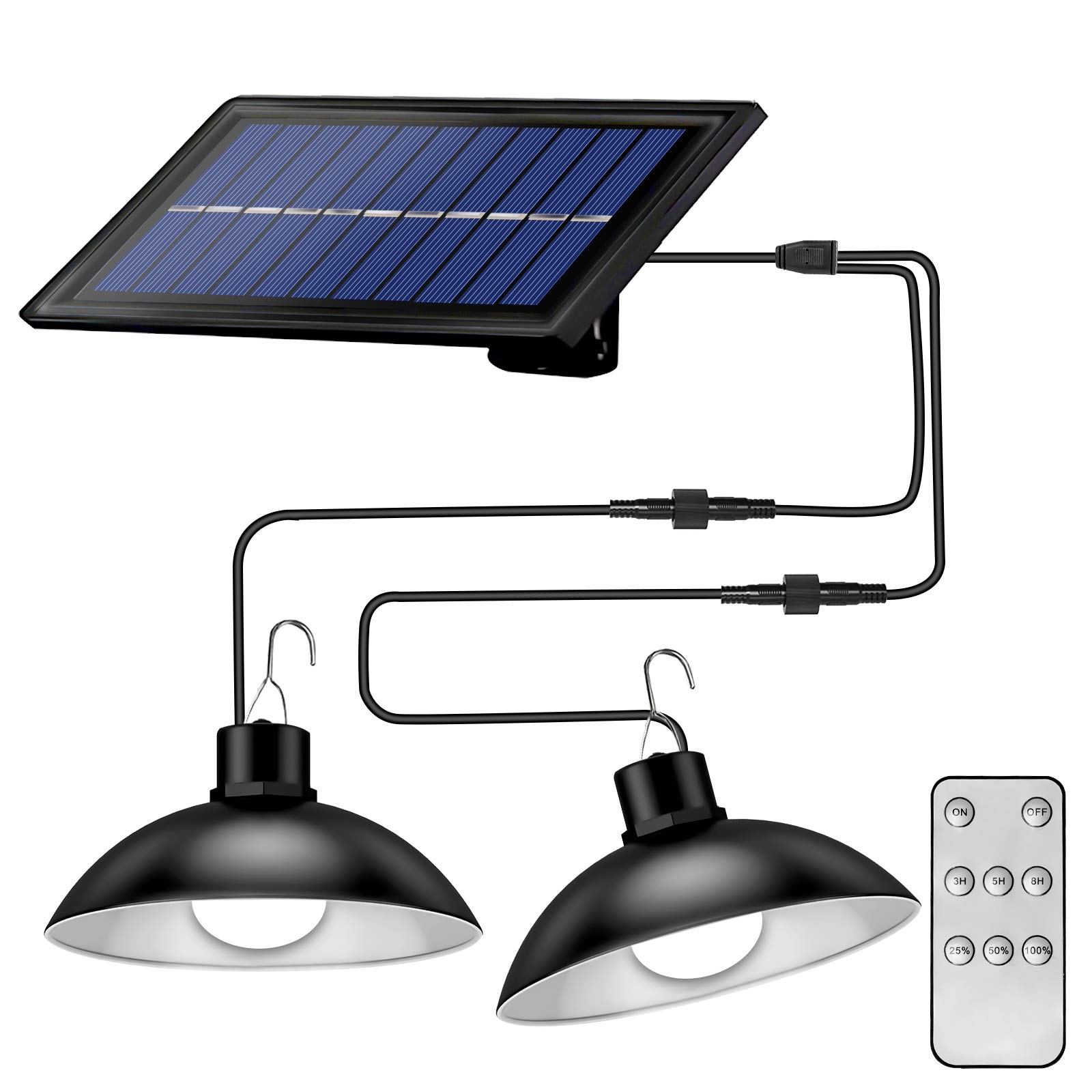 Stillcool White Skrepug Solar Pendant Lights Outdoor Indoor,Dimmable 30Leds Dual Head Solar Shed Light With 9.84Ft Cord, Remote Controller, Ip65 Solar Lights For Garden Courtyard Barn Balcony Corridor( Light)