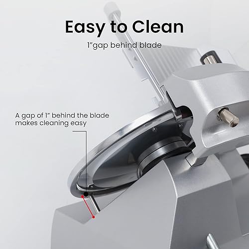 Miniatura 3 de Toogood Cortador comercial prémium de 250 W, cortador eléctrico de carne de 13 HP, hoja de acero al carbono italiano de 10 pulgadas, rebanador de