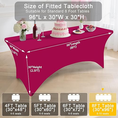 Miniatura 115 de Smiry Paquete de 2 manteles de elastano de 6 pies, elásticos ajustables, lavables y sin arrugas, rectangulares para mesa de patio, para exteriores,