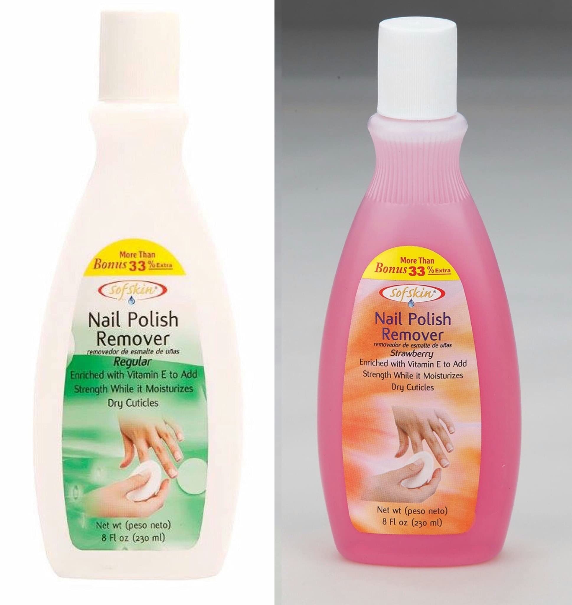 (USA Brand) Acetone Nail Polish Remover & Cuticles Moisturizer Combo (Regular & Strawberry) each 230 ml = 460 ml-image-2