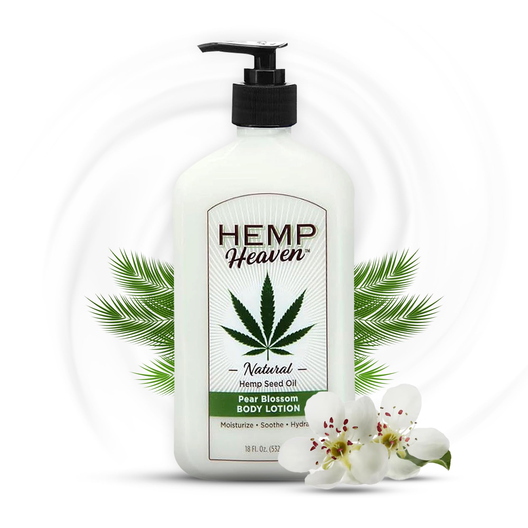 Hemp Heaven Hemp Lotion - Natural Hemp Seed Oil, Paraben-Free, 18 oz, Made in USA, Nourishing for Men & Women, EWG Verified, Anti-Aging (Pear Blossom)