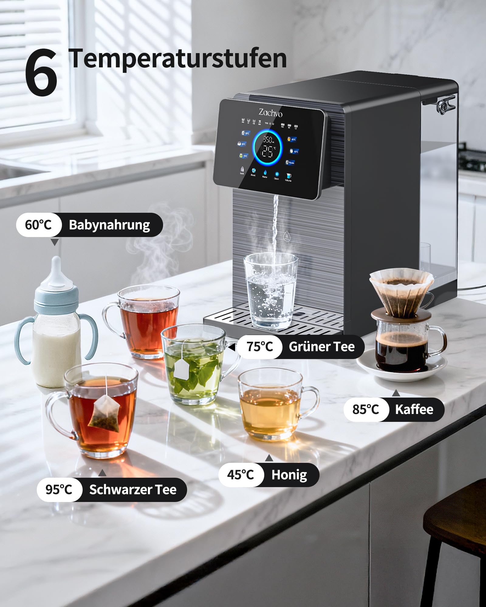 Osmoza do wody pitnej, 10 poziomów temperatury, filtr osmozy, filtr wody pitnej, zbiornik na wodę 7 litrów