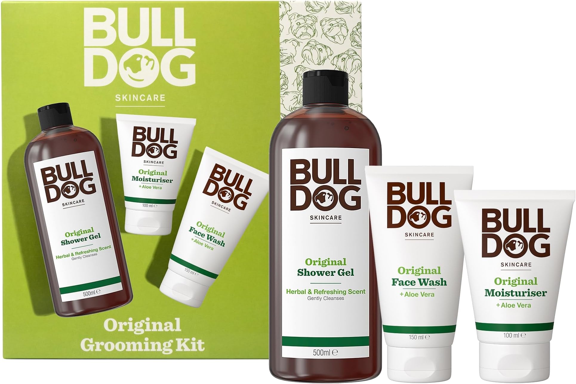 Bulldog Skincare - GiftSet for Men - Mens Grooming giftset - Original Grooming Kit - It includes Original Face Moisturiser, Face Wash and Shower Gel