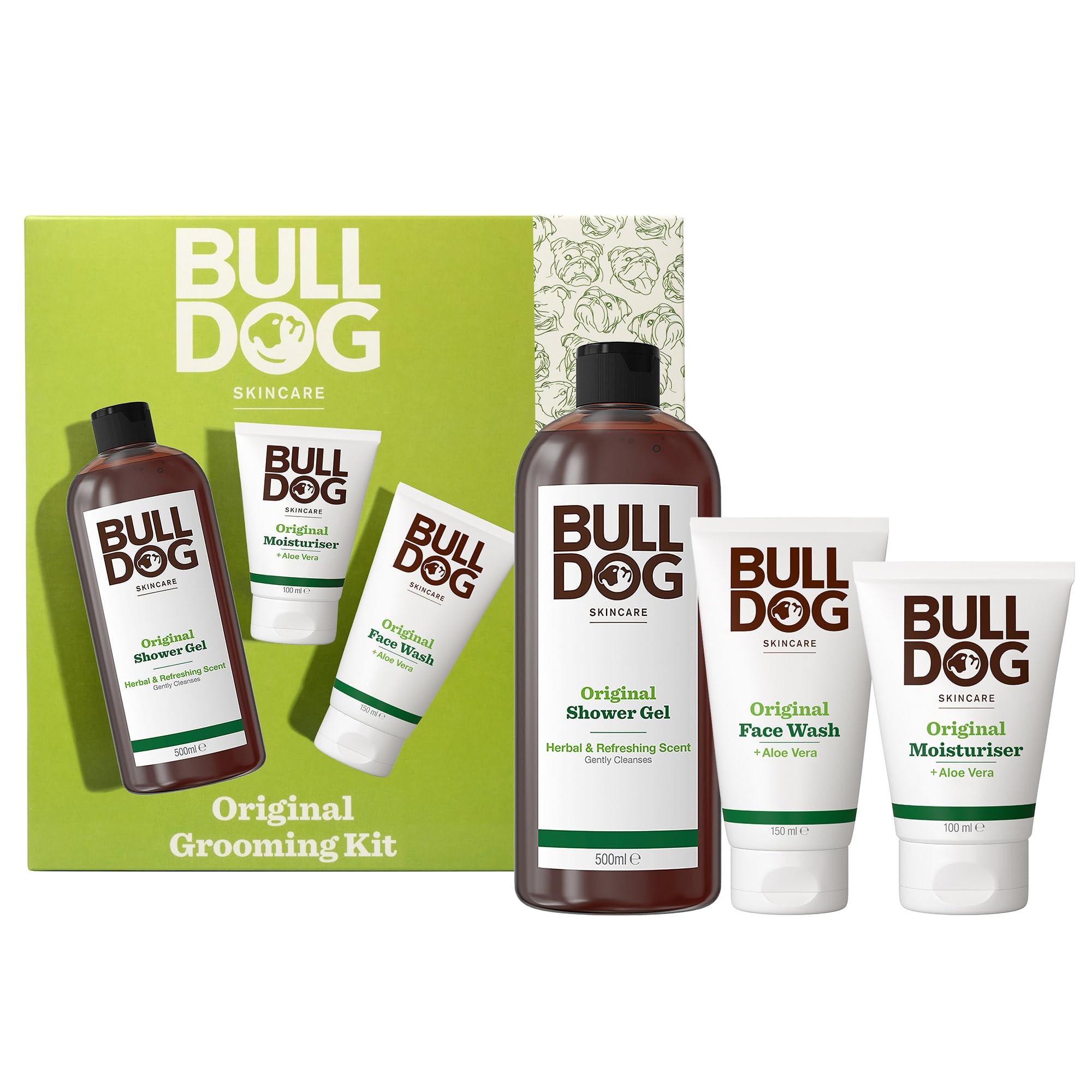 Bulldog Skincare - GiftSet for Men - Mens Grooming giftset - Original Grooming Kit - It includes Original Face Moisturiser, Face Wash and Shower Gel
