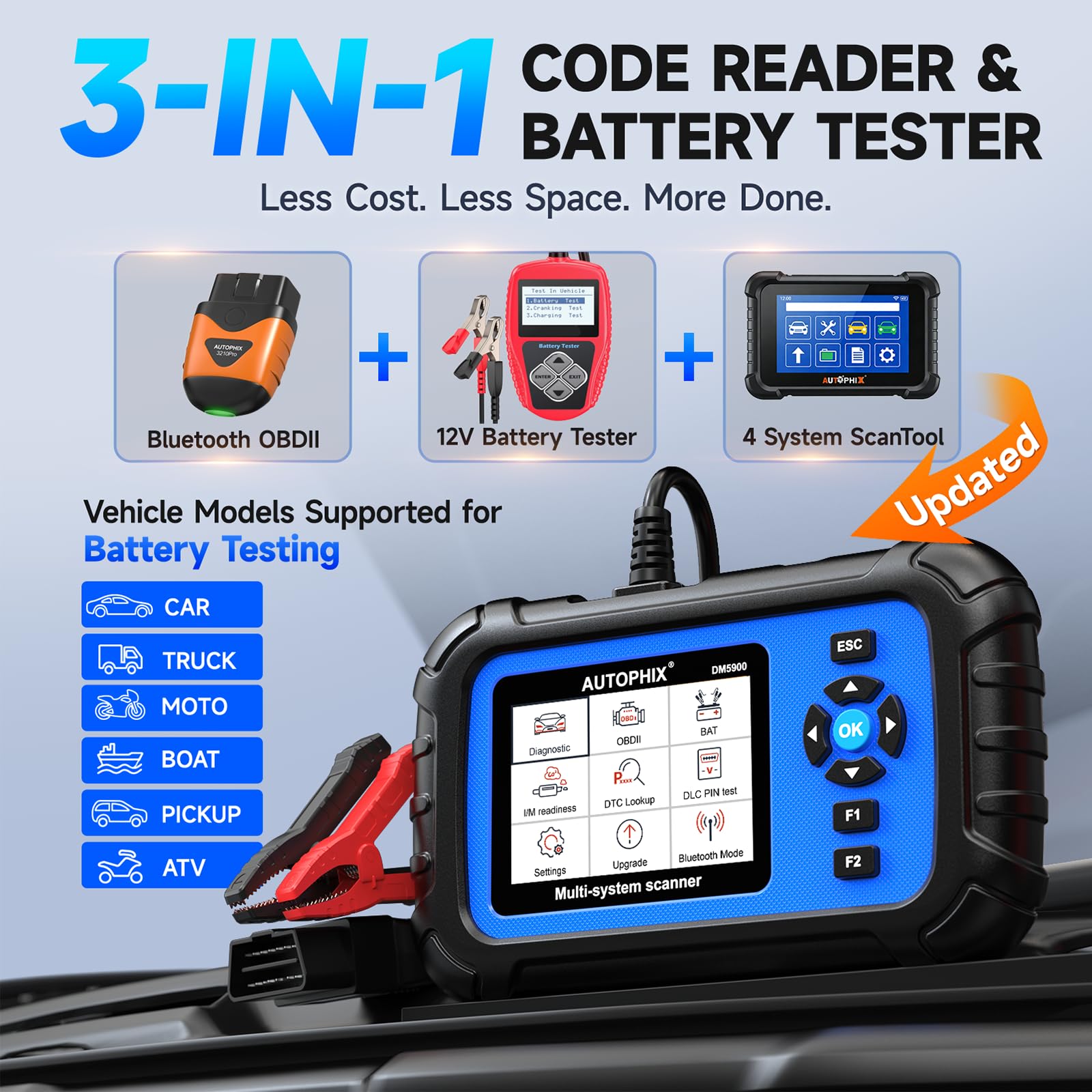 AUTOPHIX Tester baterii skanera OBD2 2 w 1
