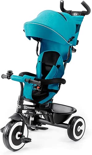 Kinderkraft Tricycle Enfant Évolutif ASTON, Canne Télescopique Amovible, Bleu