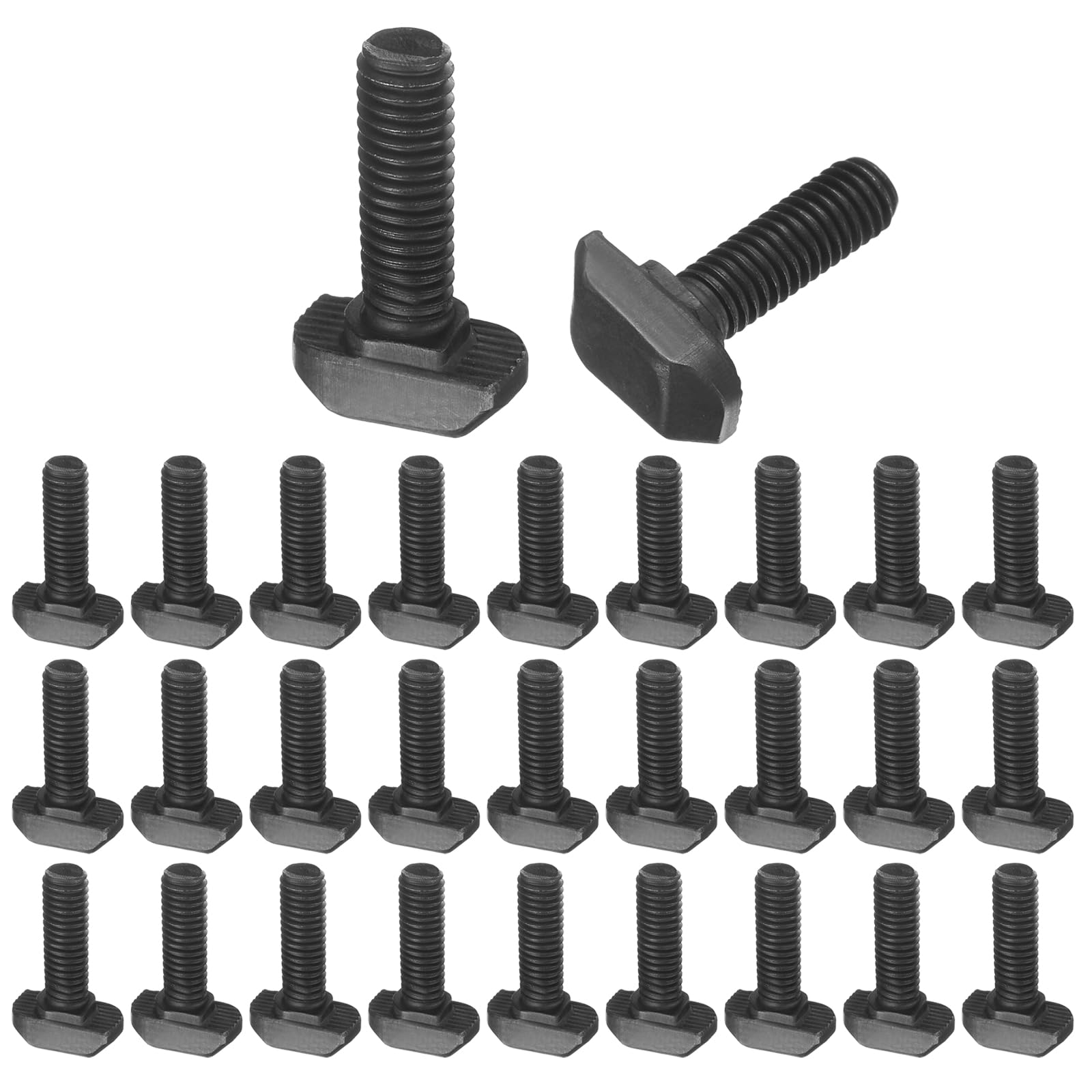 sourcing map 30pcs M6x20mm t Slot Drop-in Bolt, Carbon Steel Hammer Head Bolts t Shape Stud Sliding Screw for European Standard 30 Series Aluminum Profile