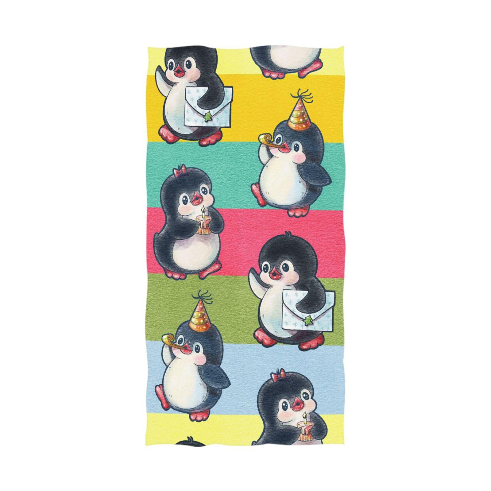YOUJUNER Large Towels Bath Sheet Cute Penguins Print Bath Towels for Shower Spa Sauna Beach Gym
