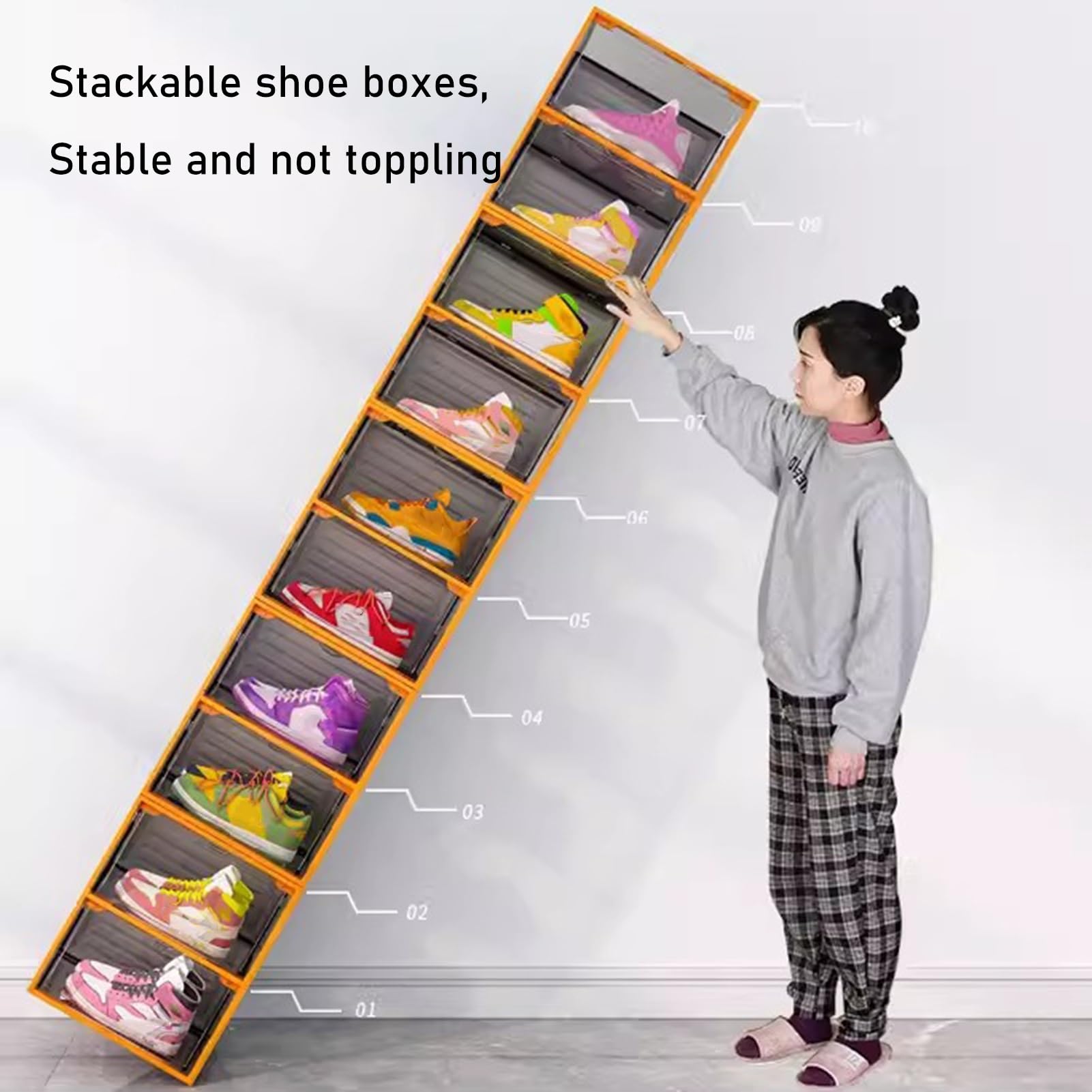 Schuhboxen Stapelbarer Schuhkarton, Klare Aufbewahrungsboxen Für Schuhe Aus Kunststoff, Schuhschrank, Platzsparendes Schuhregal, Einfach Zu Montieren (Color : 12 Pack)