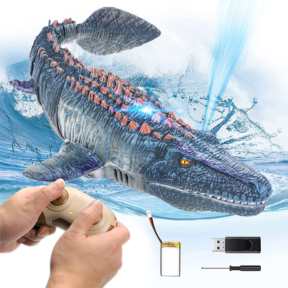 2.4G Remote Control Dinosaur,RC Dino,Mosasaurus Toy,Kids Pool Toy,Dinosaur Toy for 3+ Year Old Boys,Water Toy, Birthday Dinosaur Gift for Boys and Girls