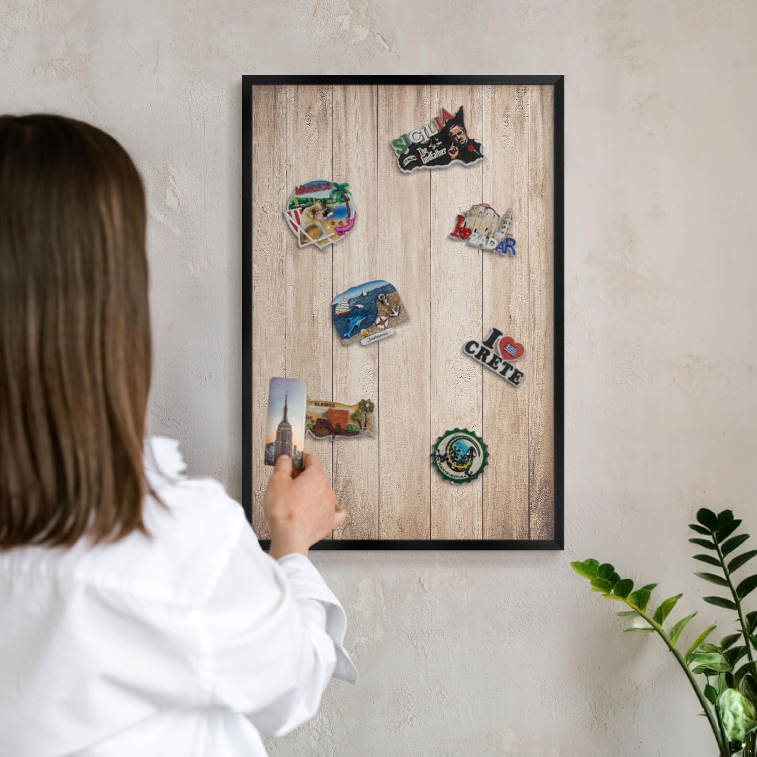Magnetboard 60x40 cm | mit Schwarzem Rahmen | Holzbretter