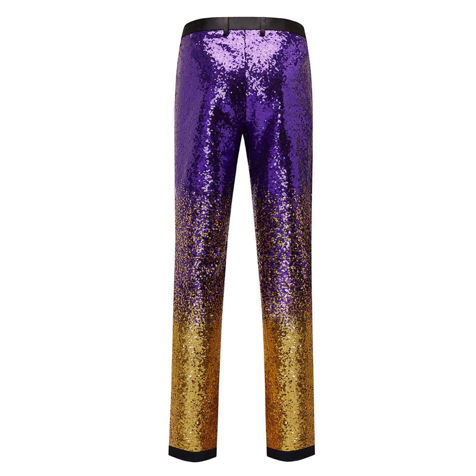 Générique Pantaloni con paillettes sfumati per uomo Leggings da danza jazz per festival di musica discoteca retrò anni '70 e '80 adatti per cosplay, feste e carnevale