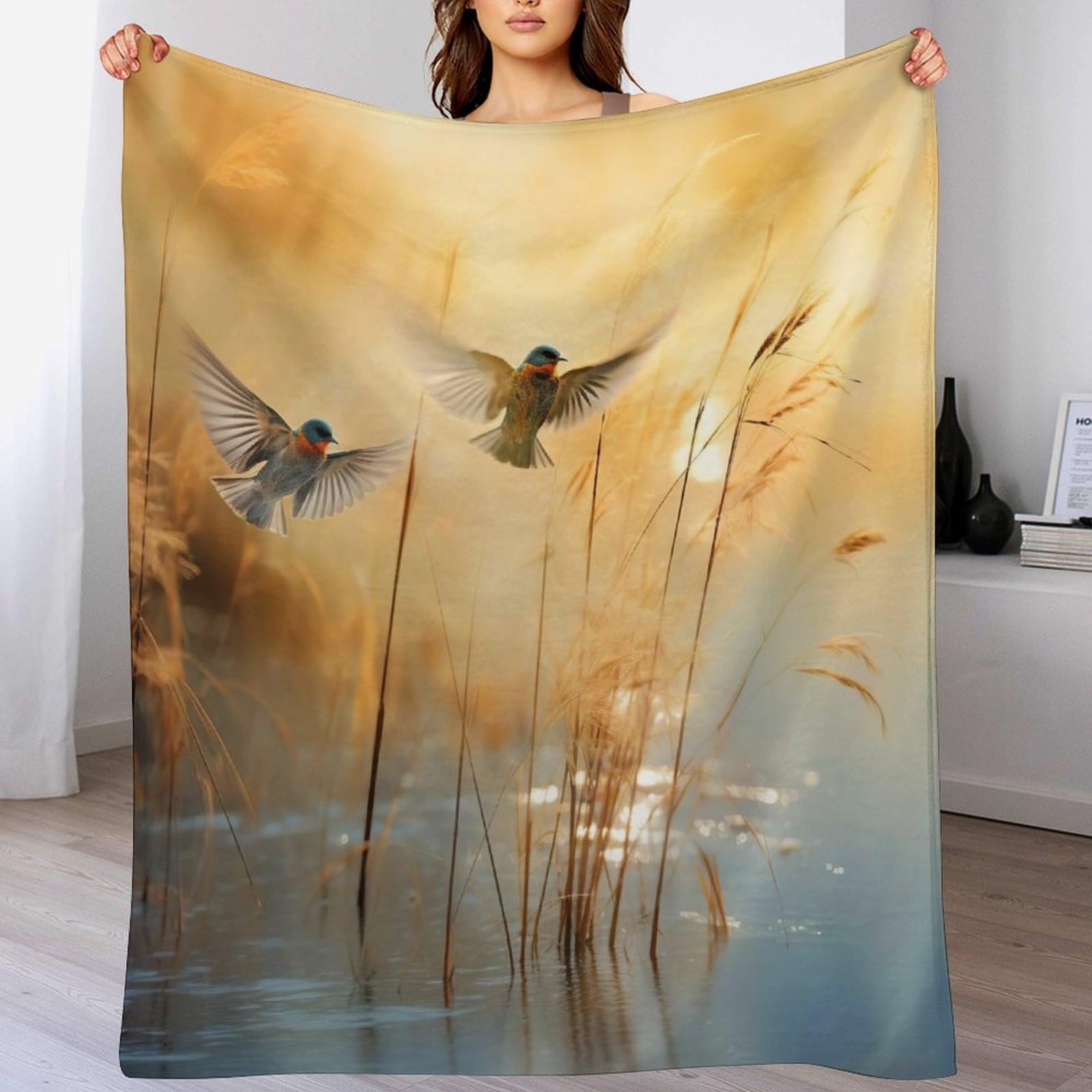 Couverture douce oiseau pour sublimer votre plaid jeté canapé