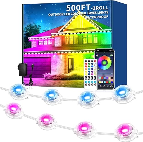 Miniatura 8 de Luces permanentes para exteriores de 300 pies, luces LED impermeables IP67, luz exterior con aplicación/control remoto, luces permanentes de Navidad