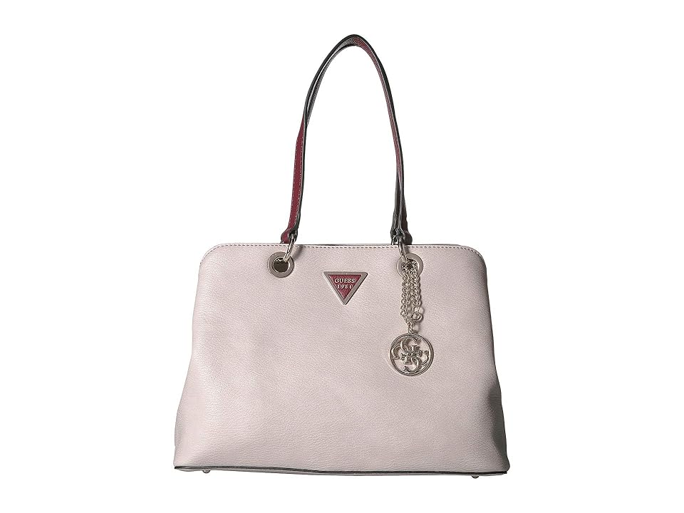 

GUESS Lauri Satchel (Chalk Multi) Handbags, White