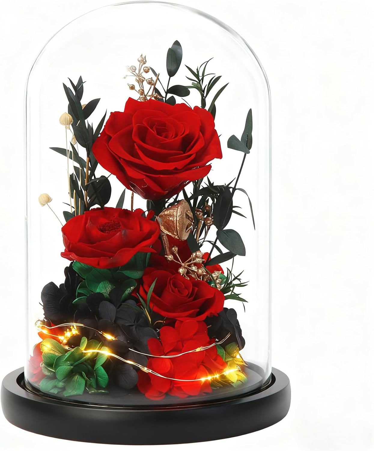 Preserved Forever for Mom, Preserved Forever Roses for Delivery Light Up Flowers in Glass Dome Anniversary Birthday Gifts for Women Grandma Wife Daughter Girlfriend