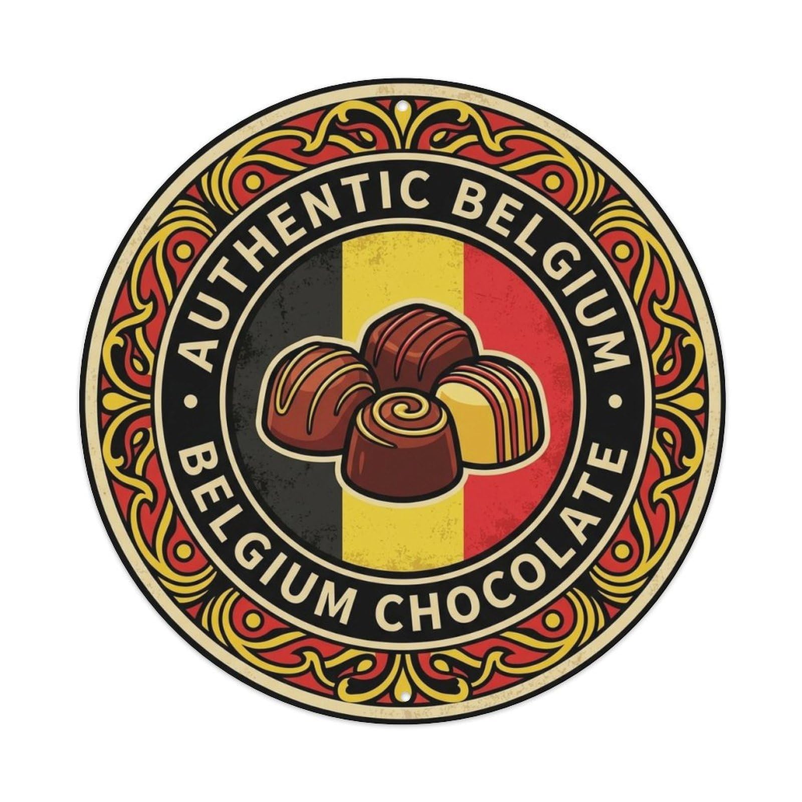 Belgium Travel Chocolate Belgian Dessert Cuisine Metal Tin Sign