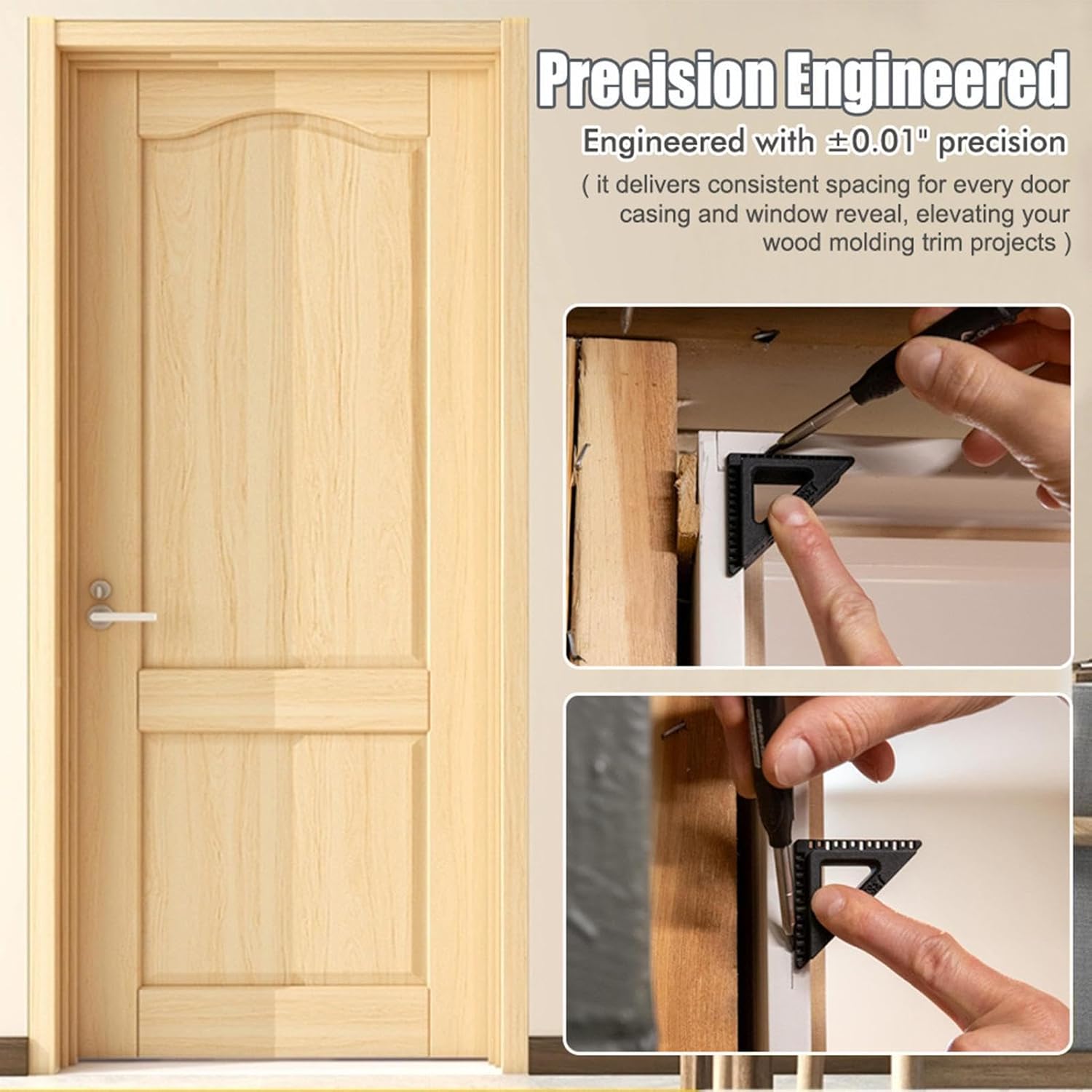 Trim Gauge,Non-Slip Portable High Accuracy Shim | 1/4 3/16 1/8inch Door Casing Reveal Tool | for Home Garage Cabinet Chair Woodworking Carpenter Beginner Men