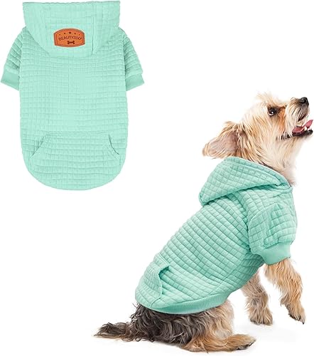 Vista 194 de BEAUTYZOO Suéter con capucha para perros pequeños y medianos con bolsillos, ropa para perros pequeños y medianos, abrigos de algodón laminado