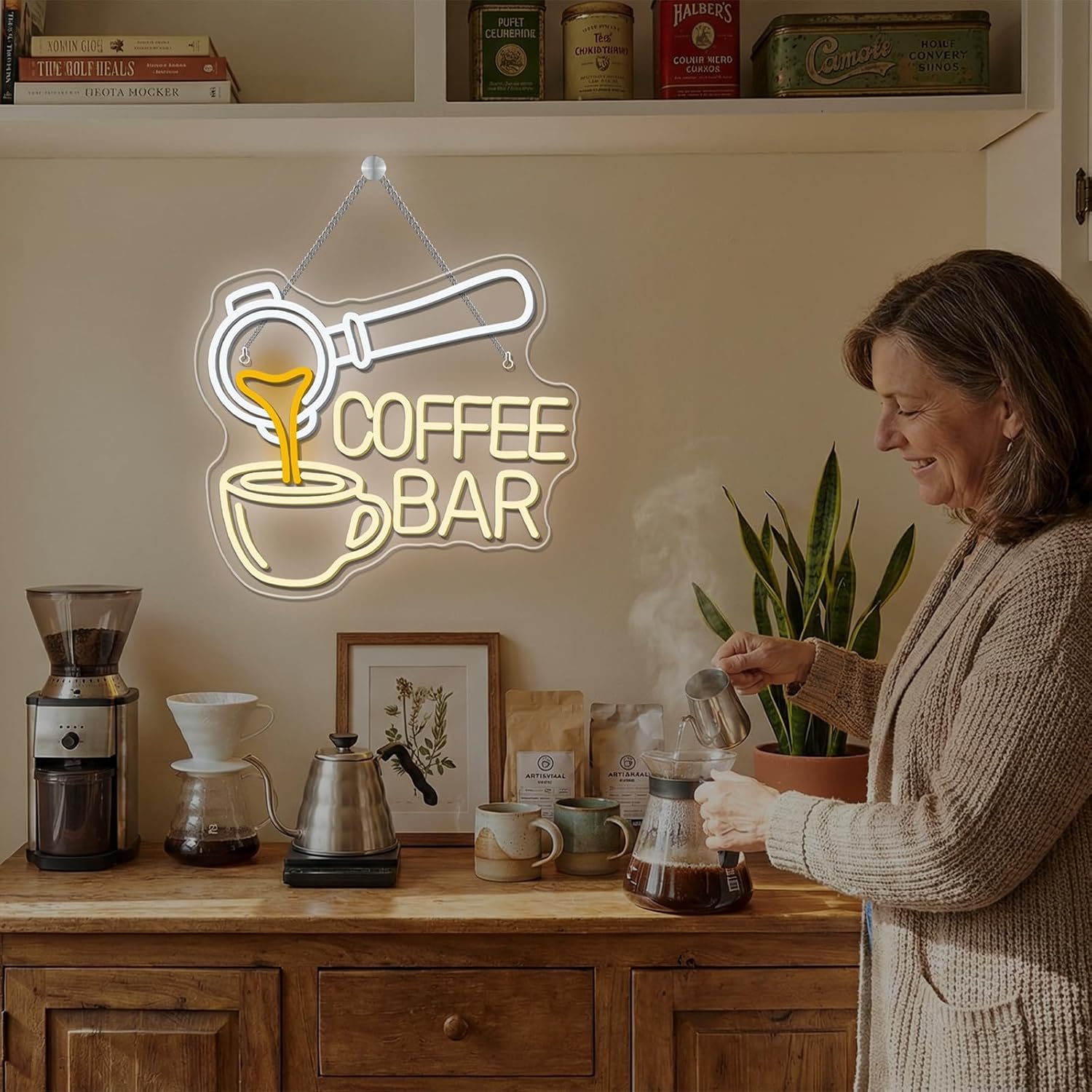 Ineonlife Coffee Bar Neon Sign, Dimmable LED Neon Light Up Sign for Coffee Station Cafe Wall Decor Home Bar Kitchen Party Decoration Gifts (14" x 11.8")