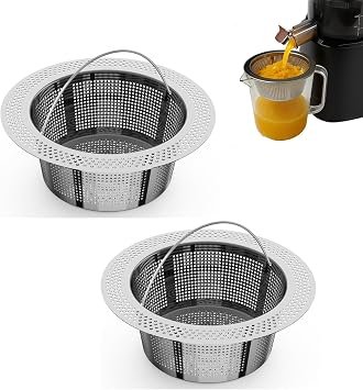 2 Pack Pulp Juice Strainer for Nama J2 Cold Press Juicer, Hands-Free Secondary Fine Filter Accessories, Stainless Strainer After Juicing Fits Most Containers