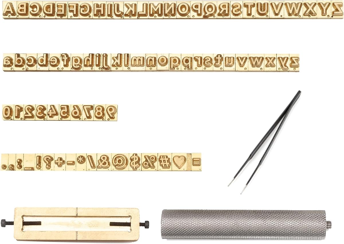 WUTA Brass Stamping Tools Flexible Letters Numbers Alphabets Symbols Characters Molds Leather Jewelry Metal Stamping Tools for Hot Foil Stamping Machine (Copper Mold Set 83pcs)