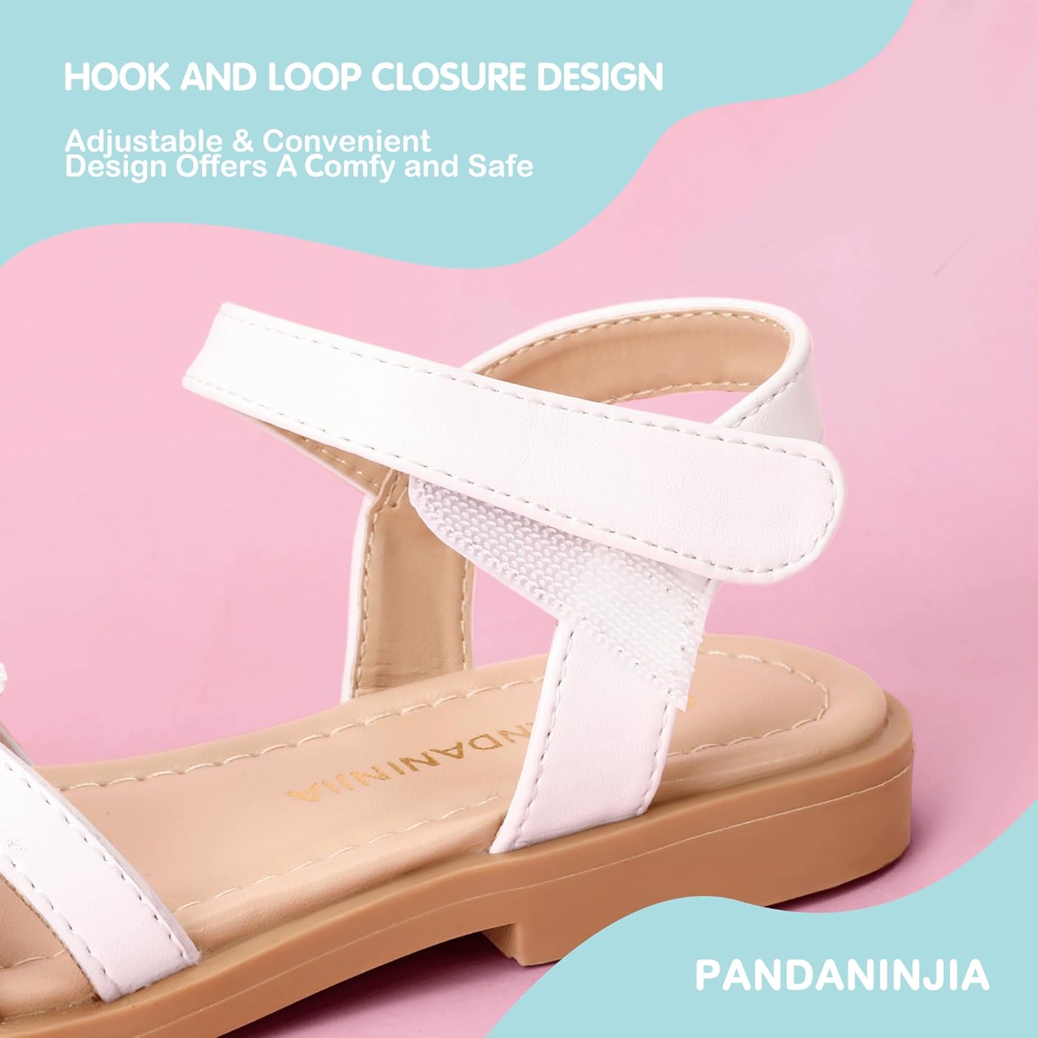 PANDANINJIA Girls Sandals, Open Toe Cute Bow Princess Girls Flats, Sparkly Summer Dress Shoes Sandals for Toddler/Little Kid/Big Kid - Image 5