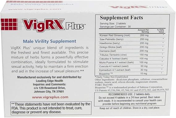 VigRX Plus Male Virility Herbal Dietary Supplement Pill - 60 Tablets