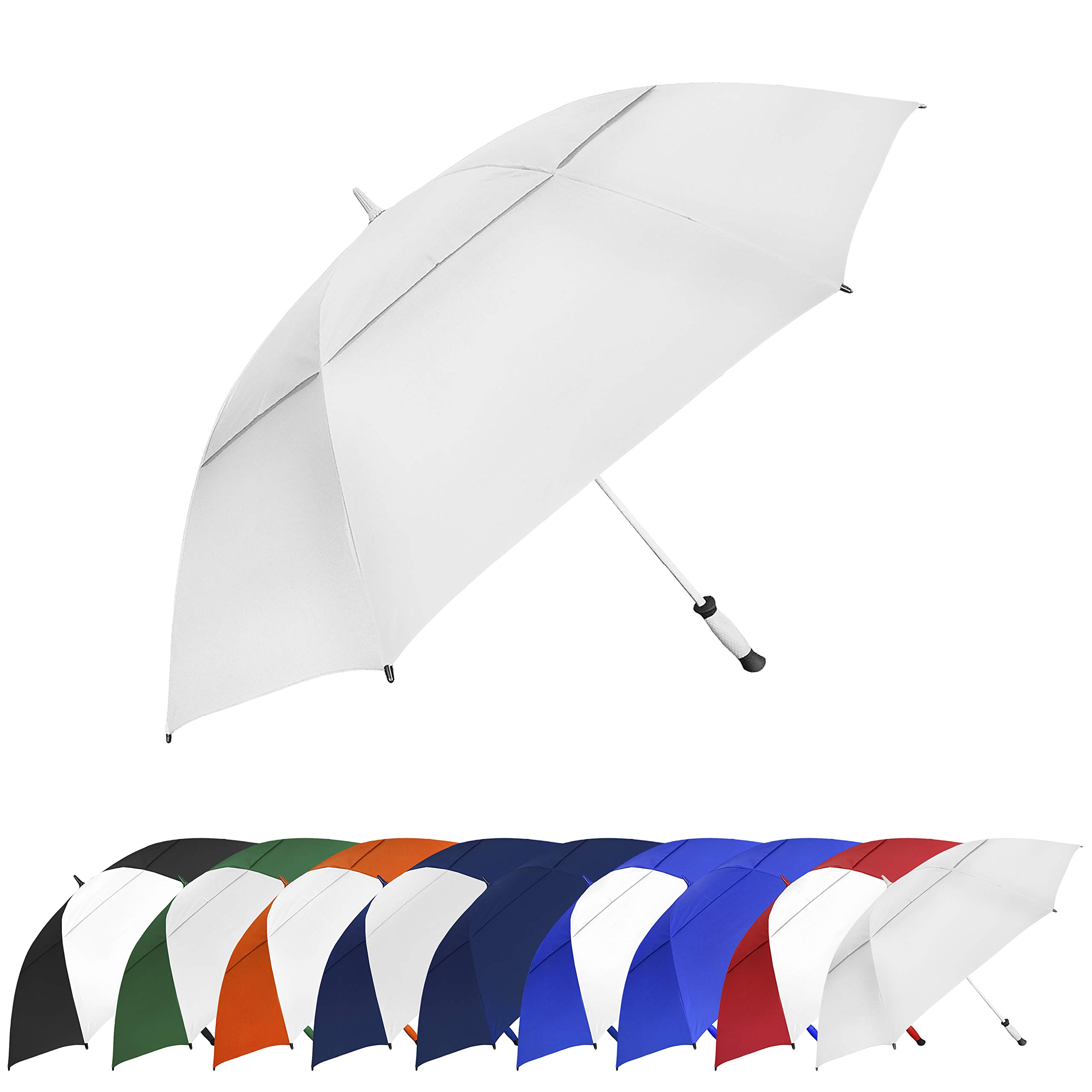 The Paramount Vented Large 64 inch Windproof Automatic Open Double Canopy Golf Umbrella for Rain, Wind and Sun, Strong & Lightweight Oversized Golf