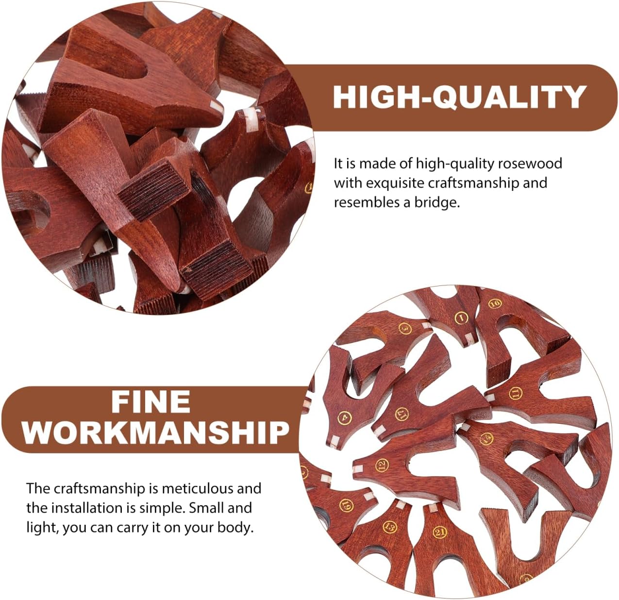 ARTIBETTER Guzheng Bridges Natural Wood Guzheng Support Pillars for Stringed Instrument Replacement Accessories 2.36X2.04X0.86 Inches Lightweight Supplies for Players and Beginners