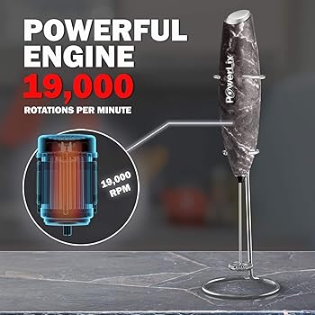 PowerLix Milk Frother Handheld Battery Operated Electric Foam Maker For Coffee, Latte, Cappuccino, Hot Chocolate, Dur...