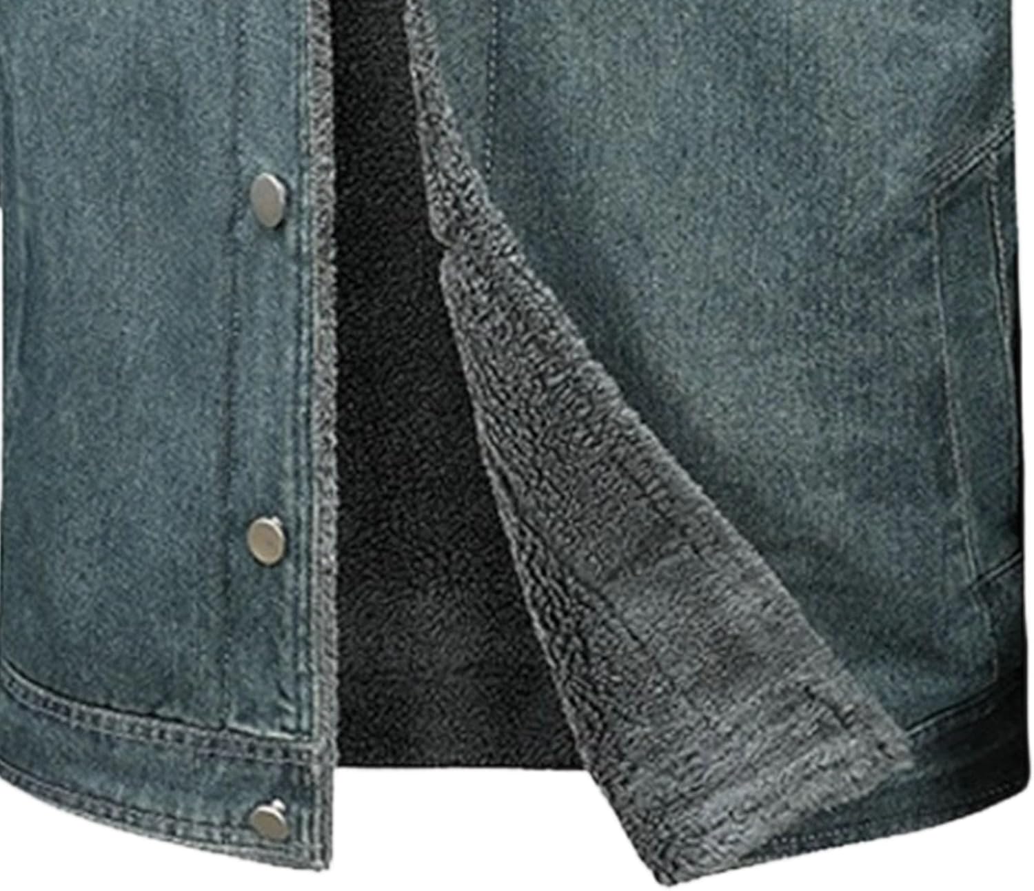 Maiyifu-GJ Men's Denim Jacket Fleece Lined Warm Trucker Jacket Thicken Winter Jean Coat Outerwear
