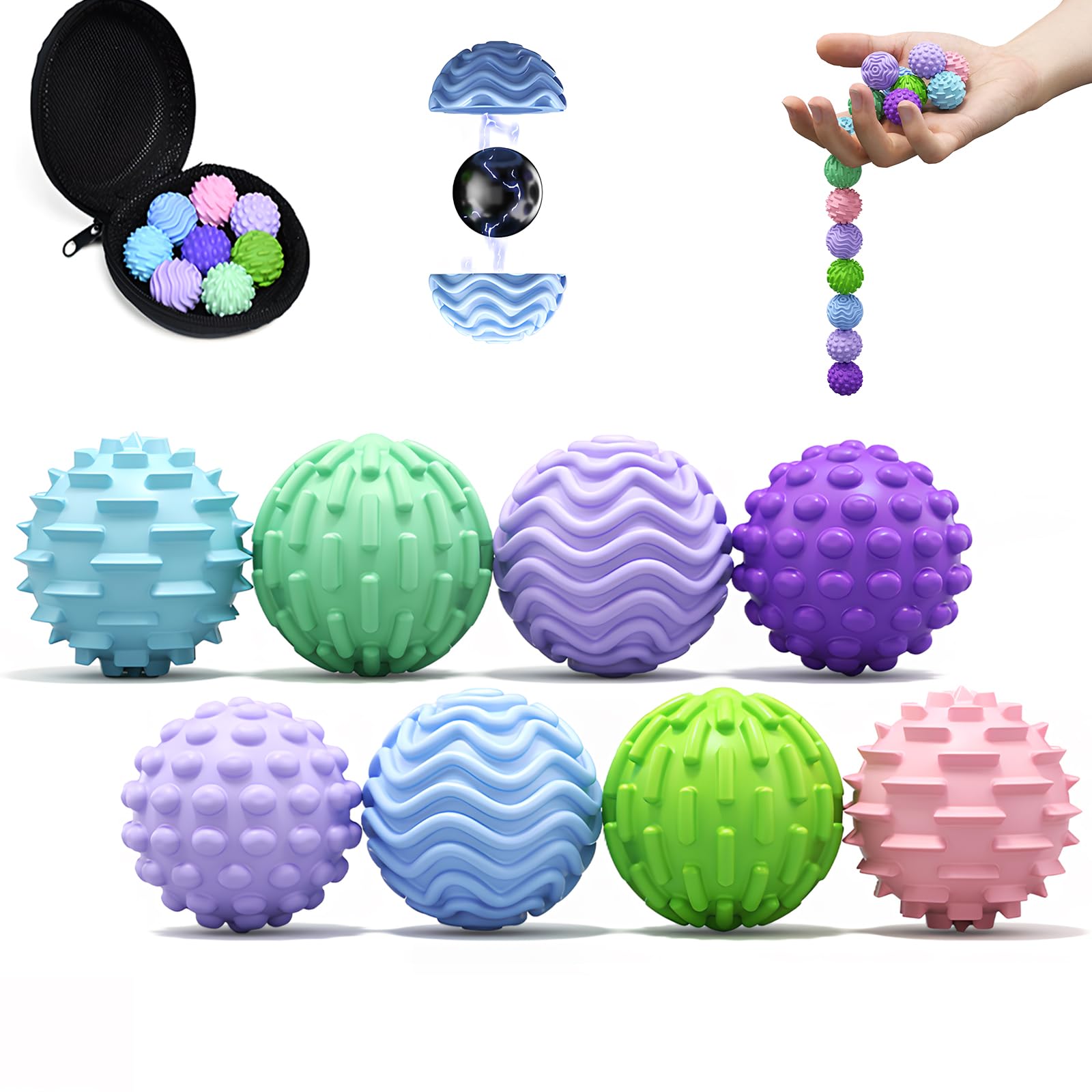 Magnetische Fidget Toys, Anti Stress Spielzeug mit Silikonhülle, Magnetkugeln Stressball Silikon Sensorik Spielzeug, Anti Stress Ball für Kinder und Erwachsene (Mehrfarbig)