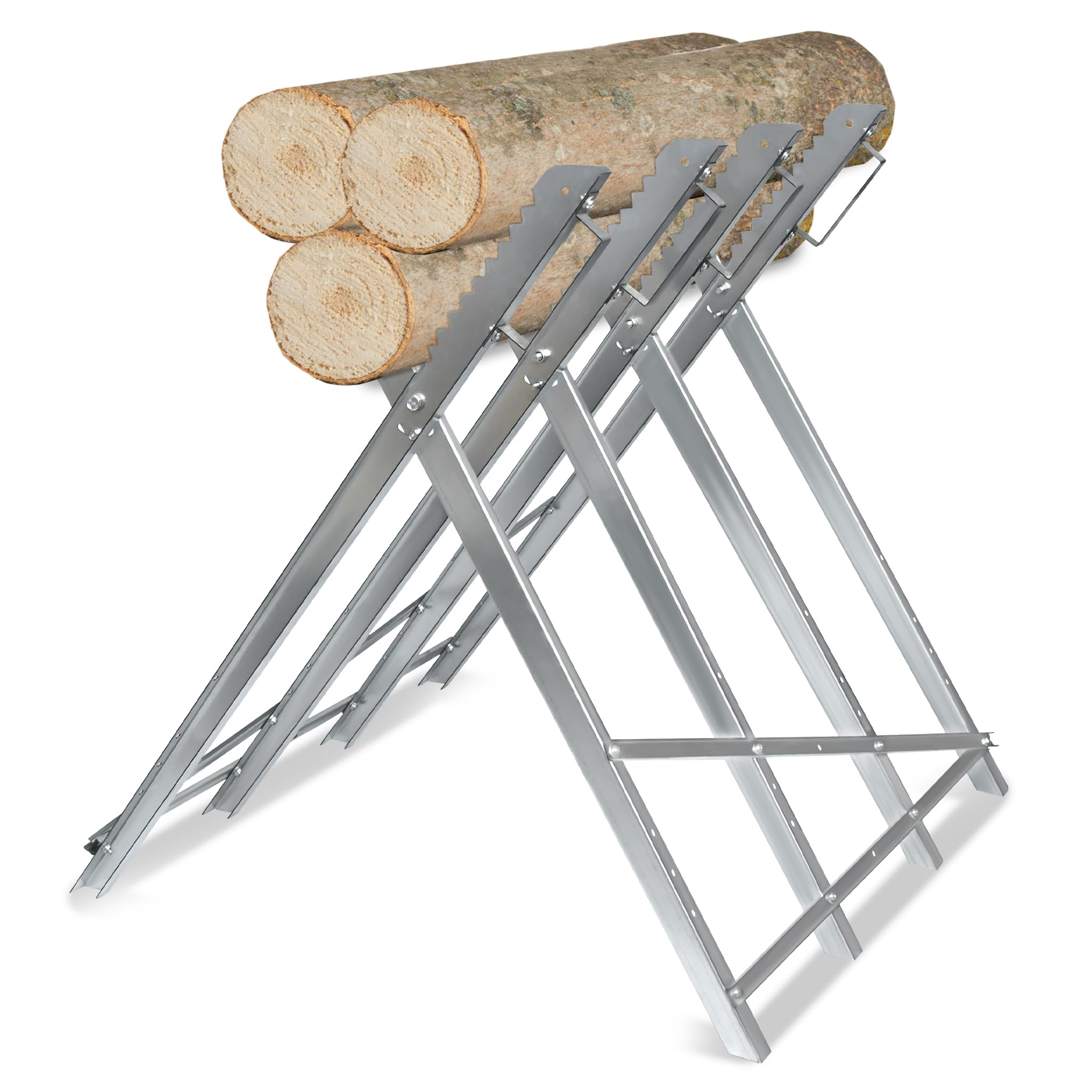 XMTECH Chevalet de Sciage Pliable en Métal - Bosse en Bois, Support pour Tronçonneuses - Capacité de Charge Max. 100 kg - 83 x 83 x 79 cm