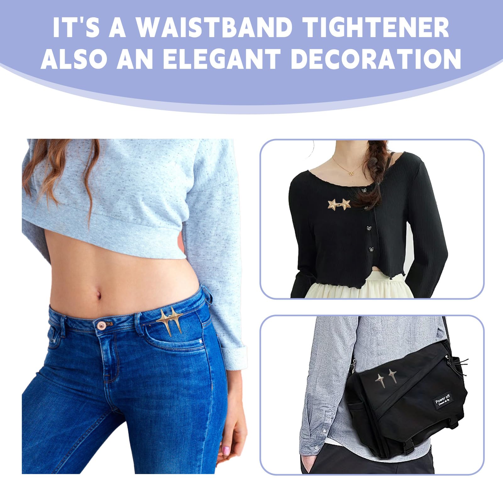 NVGVUP 6 works Star Jean Waist Tightener, No Sewing Required Pants Waist Tightener Clips, Adjustable Pant Button Tightener - Image 4