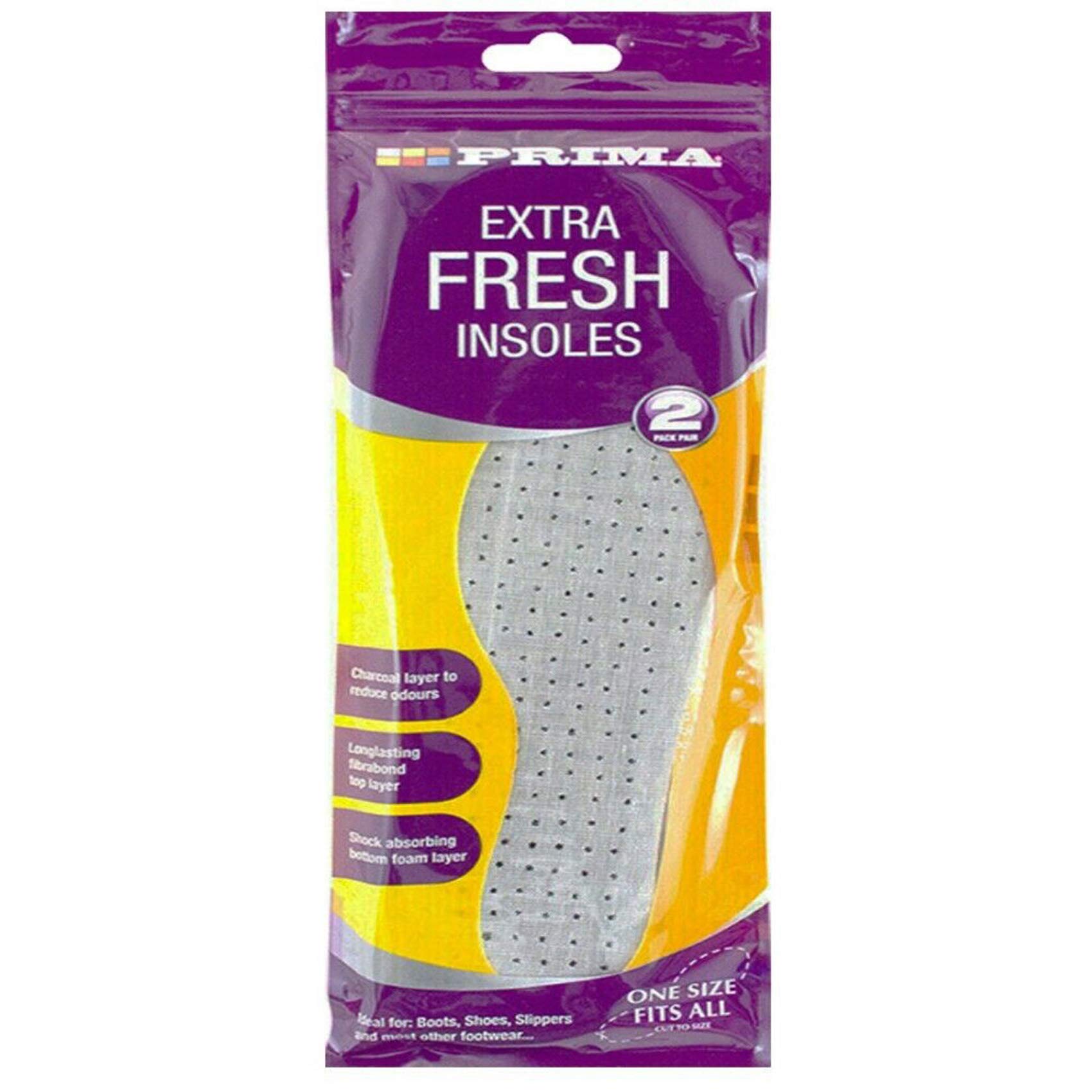 4 x Shoe Insoles Insert Extra Comfort Charcoal Sports Running Jogging Anti Odours Fleece Leather Walk Trainers Slippers Mens Women UK Size 3-11 (Extra Fresh Insoles/Anti Odours (4 in Pack))