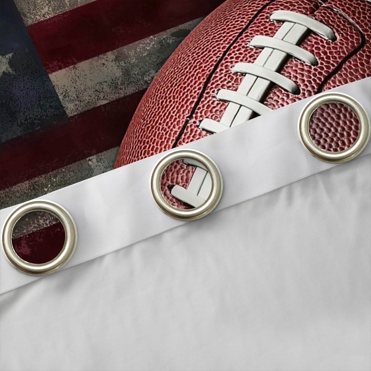 American Flag Window Curtains, Boys Football Curtains 42"Wx63"L, Soccer Sports Games Window Treatments United States Federations Stars Stripes Thermal Insulated Window Drapes Bedroom Decor, 2 Panels