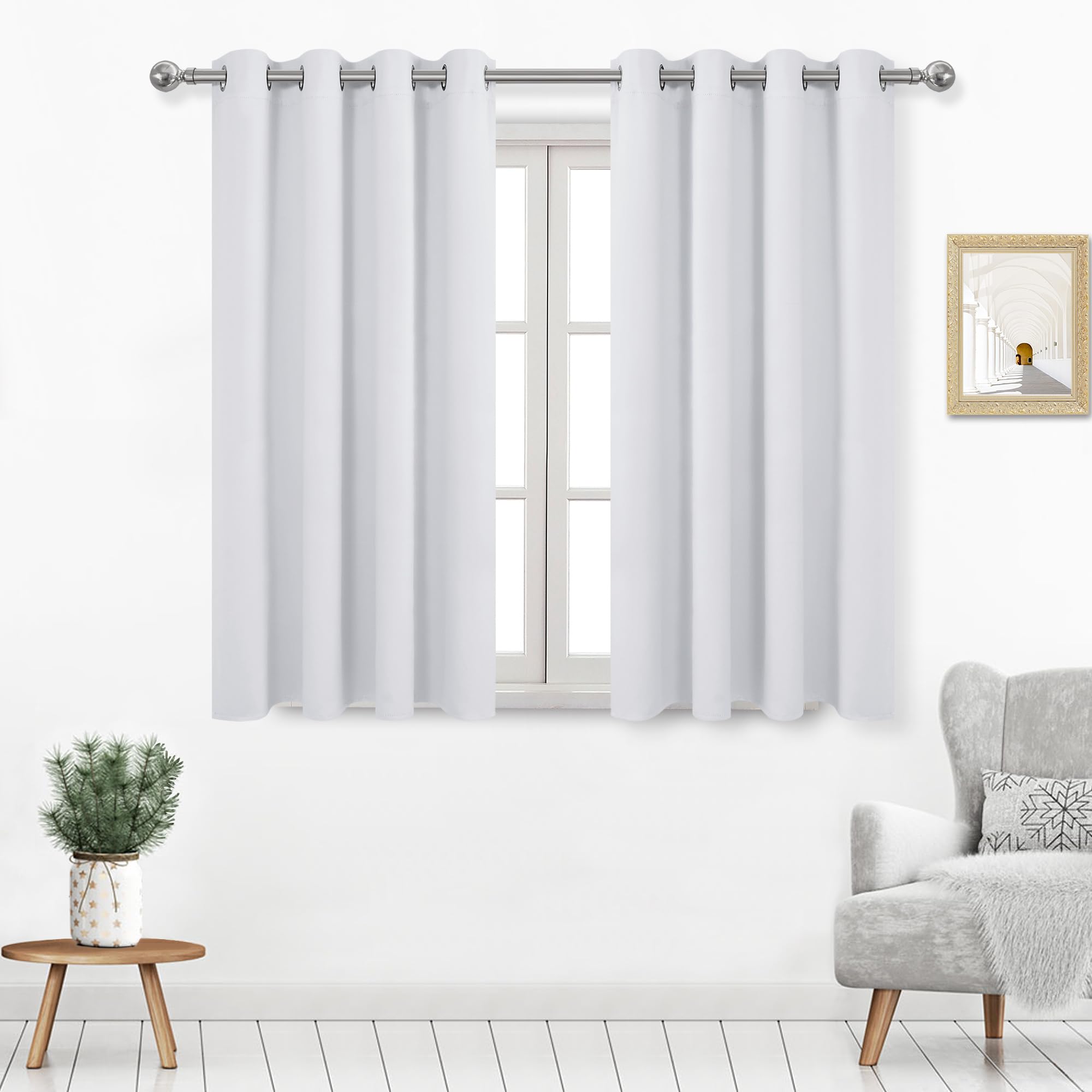 DWCN Room Darkening Curtains,Thermal Living Room Curtains, Light Blocking Privacy Protection Curtains for Bedroom - W52 x L54 Inch Length, Set of 2