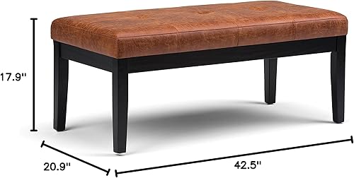 Miniatura 12 de SIMPLIHOME Lacey Tufted Ottoman Bench - 41 inch Wide Upholstered Vegan Leather Rectangle Ottoman in Distressed Saddle Brown, Contemporary Bench for