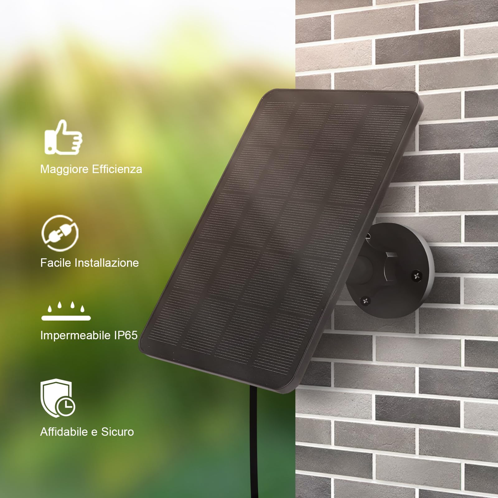 Pannello Solare da 4W per Telecamera Esterna Blink (4th gen), Caricatore Solare con Spina in Gomma, Impermeabile IP65, Cavo da 13,12 Piedi