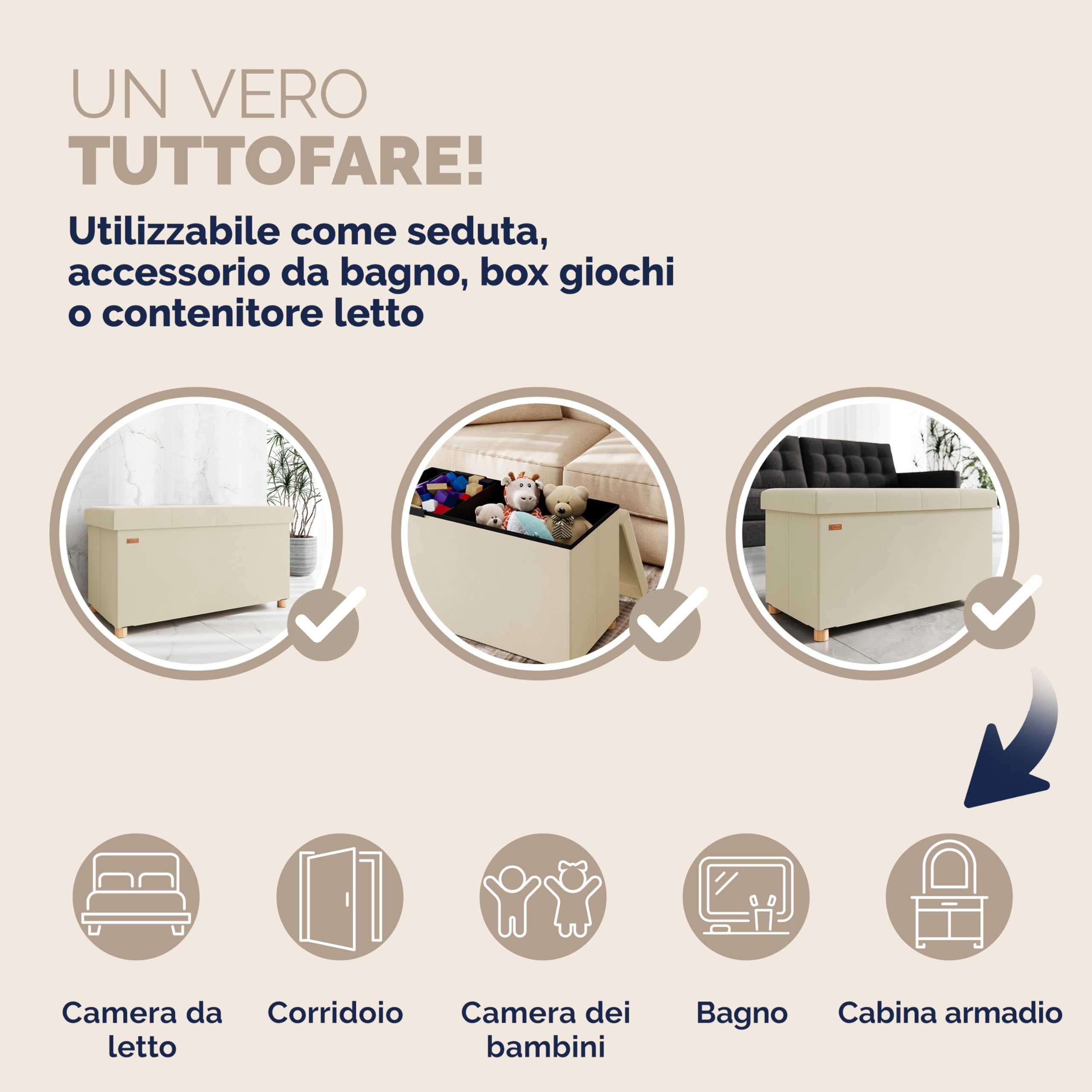 Casaria® Panca Contenitore in Velluto con Piedini Cassapanca 76 cm Carico Max 300kg Pouf Baule Portaoggetti Soggiorno Camera da Letto Corridoio