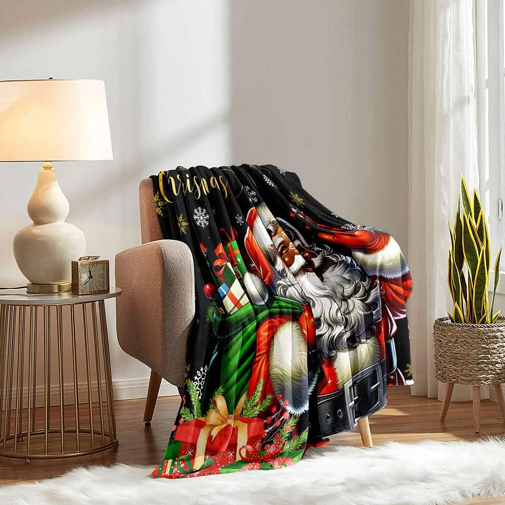 LUVIVIHOME Überwurfdecke Mit Afrikanischem Weihnachtsmann - Weiches Flanell, 101,6x127 Cm, Für Couch & Sofa
