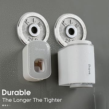 iHave Toothbrush Holder and Toothpaste Dispenser Bathroom Set, 2 Cups Toothbrush Holders Bathroom Organizer