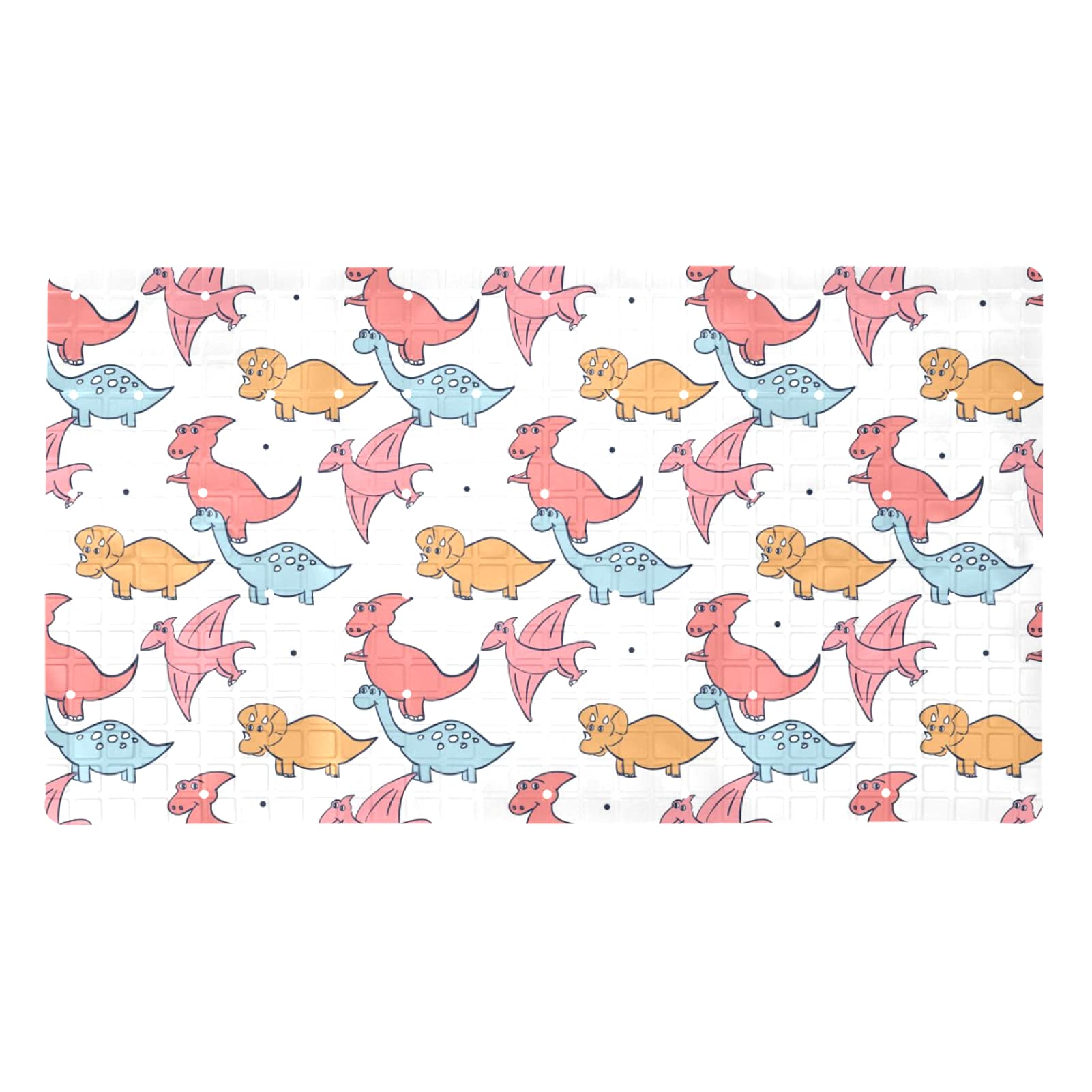 Tapis de bain antidérapant dinosaure rose 120 ventouses douche enfant 71x40