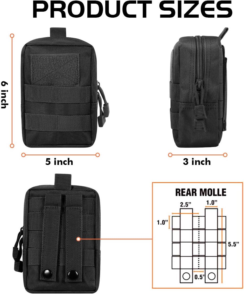 Gogoku 4-Pack Molle Pouch Tactical Molle Pouches Compact Utility EDC Waist Bag Pack Black : Sports & Outdoors